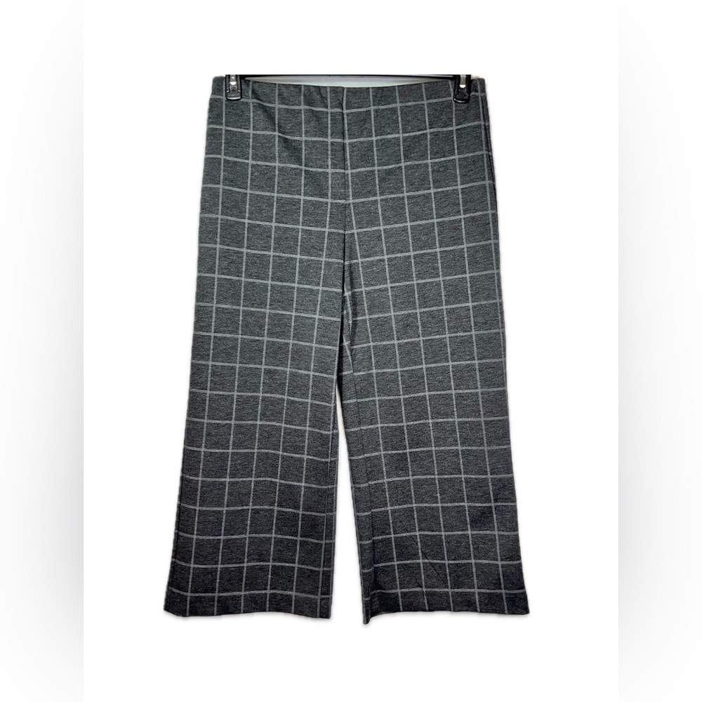 Nicole Miller Gray Plaid Trousers Women’s Size XL Cropped Elastic Waist